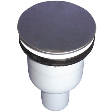 Sifone per piatti doccia DN50 verticale per aperture di scarico Ø 90mm con calotta in acciaio inox Ø 114mm