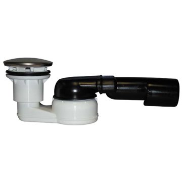 Sifone piatto doccia DN40/50x6/4', deflusso orizzontale con snodo sferico e piastra in acciaio-cromo d 86mm