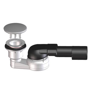 Sifone piatto doccia DN40/50x80mm, deflusso orizzontale, snodo sferico e piastra in acciaio-cromo d 86mm