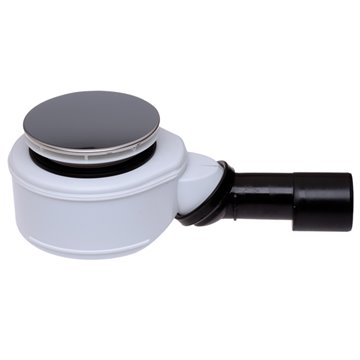 Sifone per piatti doccia basso DN40/50 con snodo sferico per fori 90mm, con piastra d 113mm in acciaio inox