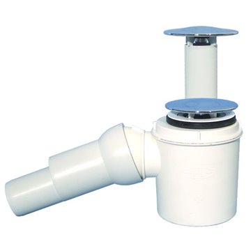 Sifone piatto doccia DN50/40x6/4" con tubo troppopieno estraibile, allacciamento snodabile e piastra cromata 75mm