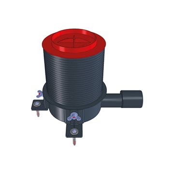 Corpo di scarico con 3 angoli di fissaggio, coperture  incluse