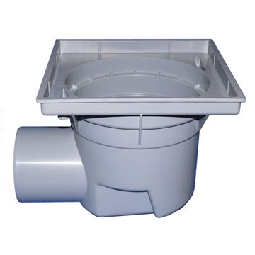 Scarico orizzontale 'Perfekt' DN110, portagriglia plastica 244x244mm, solo corpo