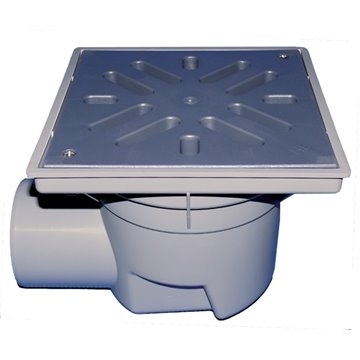 Scarico orizzontale 'Perfekt' DN110, portagriglia/griglia plastica 244x244mm/226x226mm, raccoglisporco, dispositivo antiodore ad