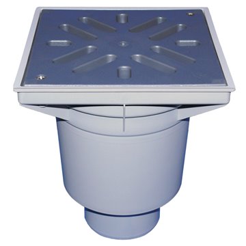 Scarico verticale 'Perfekt' DN110, portagriglia/griglia plastica 244x244mm/226x226mm, raccoglisporco, dispositivo antiodore ad a