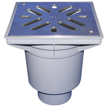 Scarico verticale 'Perfekt' DN110, portagriglia plastica 244x244mm, griglia inox 226x226mm, raccoglisporco, dispositivo antiodor