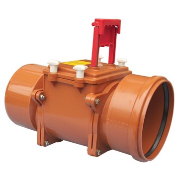 Valvola antiriflusso DN200 con clapet inox e pozzetto d'ispezione, chiusura manuale supplementare