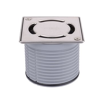 Portagriglia Ø 110mm, cornice inox (A2) 121x121mm / griglia inox (A2) 115x115mm avvitabile, protezione quadra per il cantiere