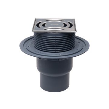 Scarico per balconi e terrazzi DN75/110 verticale con clapet antiodore resistente al gelo, 145x145mm / 138x138mm