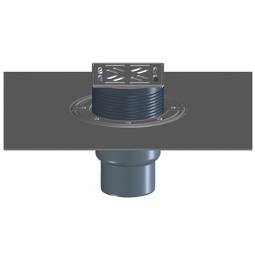 Scarico per balconi e terrazzi DN75/110 verticale con guaina bituminosa e clapet antiodore resistente al gelo, 145x145mm / 138x1