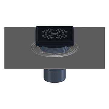 Scarico verticale DN75/110, guaina bitumisona premontata,clapet antigelo,cornice e griglia in ghisa