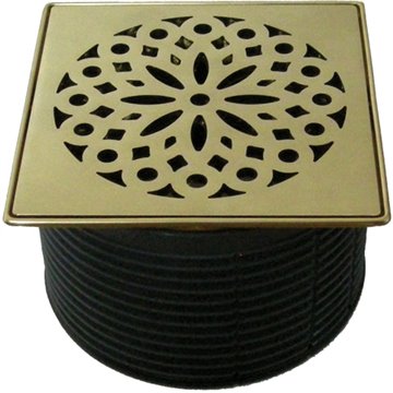 Portagriglia Ø 146mm, cornice inox con rivestimento PVD in ottone 145x145mm / 138x138mm griglia design "Hamam" inox con rivestim