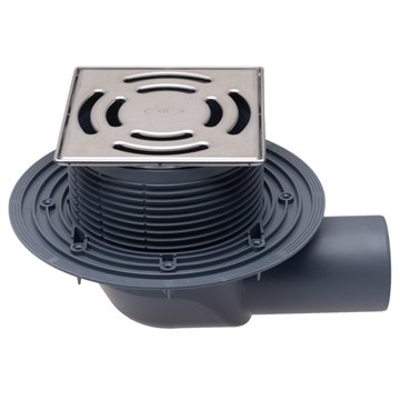 Scarico per balconi e terrazzi DN 75 orizzontale con clapet antiodore resistente al gelo, 145x145mm / 138x138mm