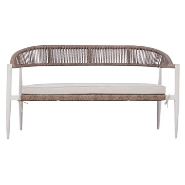 SALOTTO MILANO IN ALLUMINIO BIANCO + SEDUTA E SCHIENALE IN WICKER PAGLIA