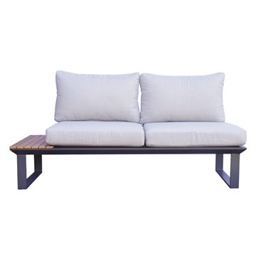 SET ANGOLARE SAINT TROPEZ IN ALLUMINIO ANTRACITE E RESIN WOOD CON CUSCINI GRIGI - GAMBE UNITE