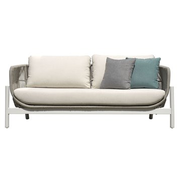 SALOTTO VIETRI IN ALLUMINIO BIANCO E CORDA GRIGIA STONDATO