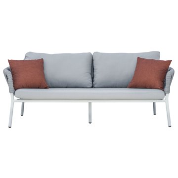 SALOTTO MARATEA IN ALLUMINIO BIANCO E CORDA GRIGIO CHIARO - PILLOW MARRONE E GRIGIO