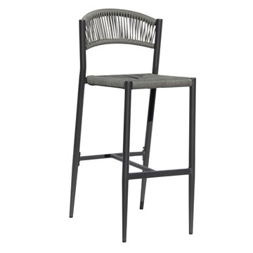 SGABELLO MILANO CONTRACT IN ALU GRIGIO E CORDA GRIGIA