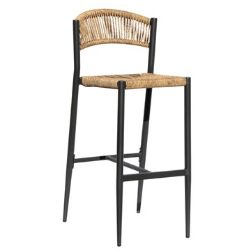 SGABELLO MILANO CONTRACT IN ALU GRIGIO E CORDA PAGLIA