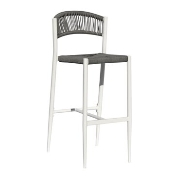 SGABELLO MILANO CONTRACT IN ALU BIANCO E CORDA GRIGIA