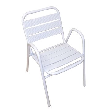 SEDIA CALIPSO ALU LISTELLI C/BRACC -  BIANCO