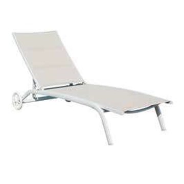 LETTINO C/RUOTE ALU SANDY/TEXT 2x1 IMBOTTITO ECRU  - 5 POSIZ