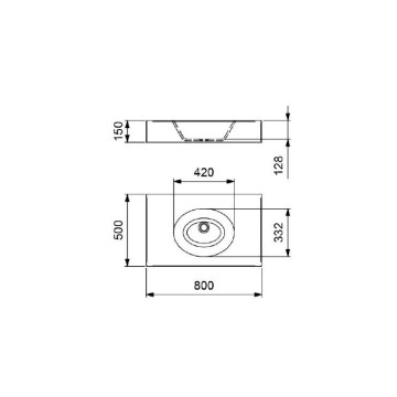 Top bagno con lavabo ovale in SOLID SURFACE bianco opaco