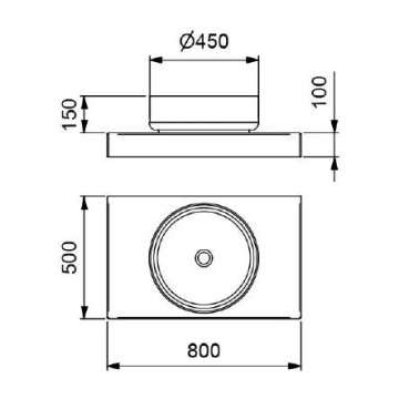 Top bagno in SOLID SURFACE con lavabo cilindrico in appoggio