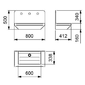 Console bagno con lavabo a scivolo in Solid Surface bianco