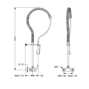 Kit gruppo doccia prelavaggio art. 09400 più miscelatore monocomando a parete art. 09480