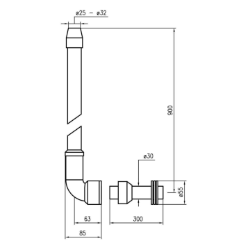 Tubo di scarico da incasso a parete Idral modello 08065TBK