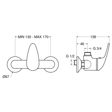 Il Miscelatore monocomando a parete Idral modello 9480