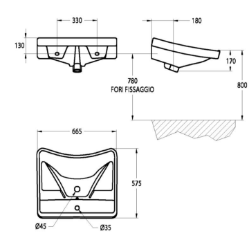 Il Lavabo ergonomico serie EASY, modello 10191