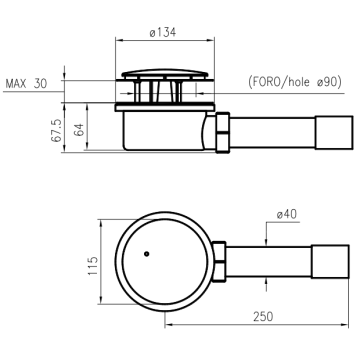 La piletta sifonata per piatto doccia modello 15600