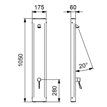 Pannello doccia temporizzato a parete in acciaio inox