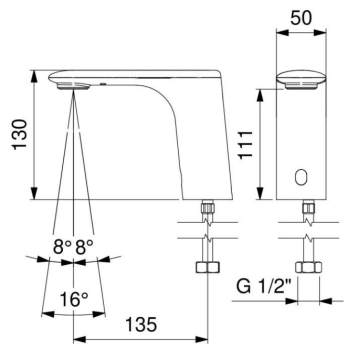 rubinetto elettronico per lavabo serie OTTO, modello 500.10/PM