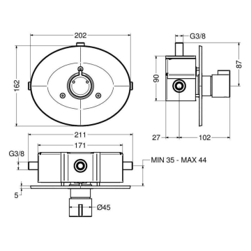 Miscelatore termostatico temporizzato doccia serie 908