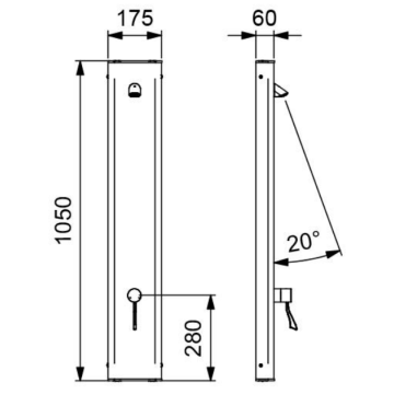 Pannello doccia temporizzato a parete in acciaio inox