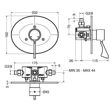 Miscelatore termostatico progressivo doccia serie 900