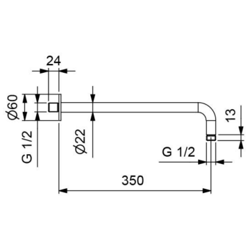 Braccio doccia inox AISI316 L350mm Idral