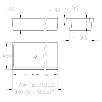 Lavabo a canale serie KIDS in ceramica da cm 90