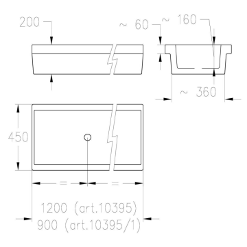 Lavabo a canale serie KIDS in ceramica da cm 120