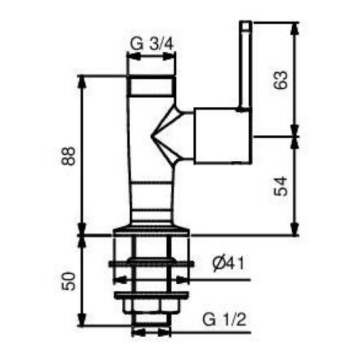 Rubinetto per lavello con vitone a dischi ceramici e comando con leva uscita 3/4“