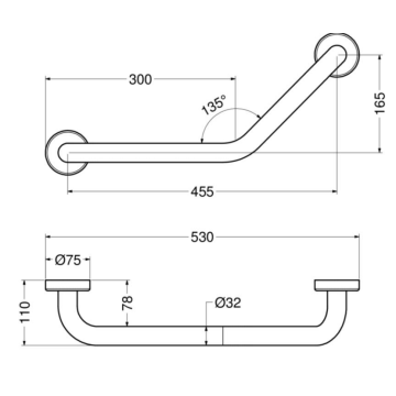 Maniglione angolare 135° della serie EASY, modello 12013IS
