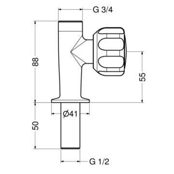 Rubinetto per lavello con vitone a dischi ceramici e comando con maniglia uscita 3/4“