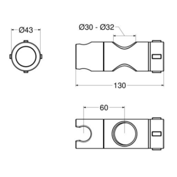 Doccetta con flessibile e supporto scorrevole cromato per maniglioni Ø30/32 mm