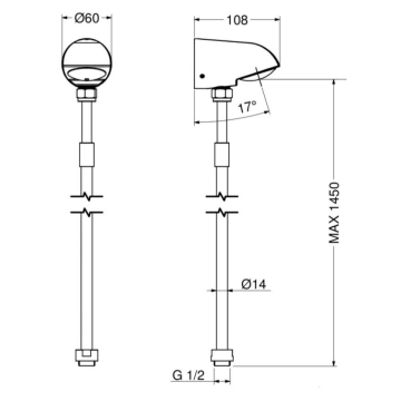 Kit soffione doccia modello 09036KT20 di Idral, ideale per rubinetti a parete serie 08120