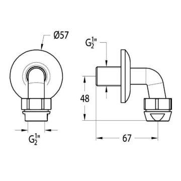La Curva di alimentazione a parete per art. 09030/1, modello 09030/1CU12