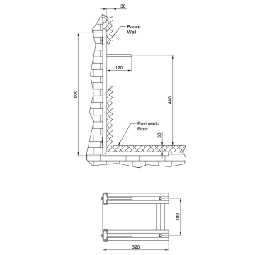 Struttura di sostegno per vaso sospeso della serie EASY, modello 15105/2