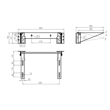 Mensola reclinabile per lavabo serie EASY regolazione a manopola